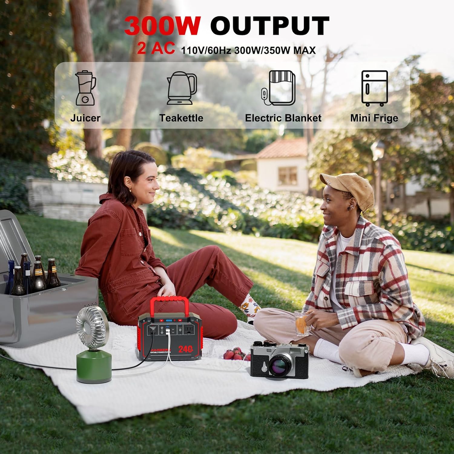 MARBERO Portable Power Station 240Wh 350W Peak Camping Portable Power Bank with AC Outlet 110V(3*USB A, 2*USB C, 2*AC,2*DC) Solar Generator for Outdoor Travel Home Emergency Hurricane