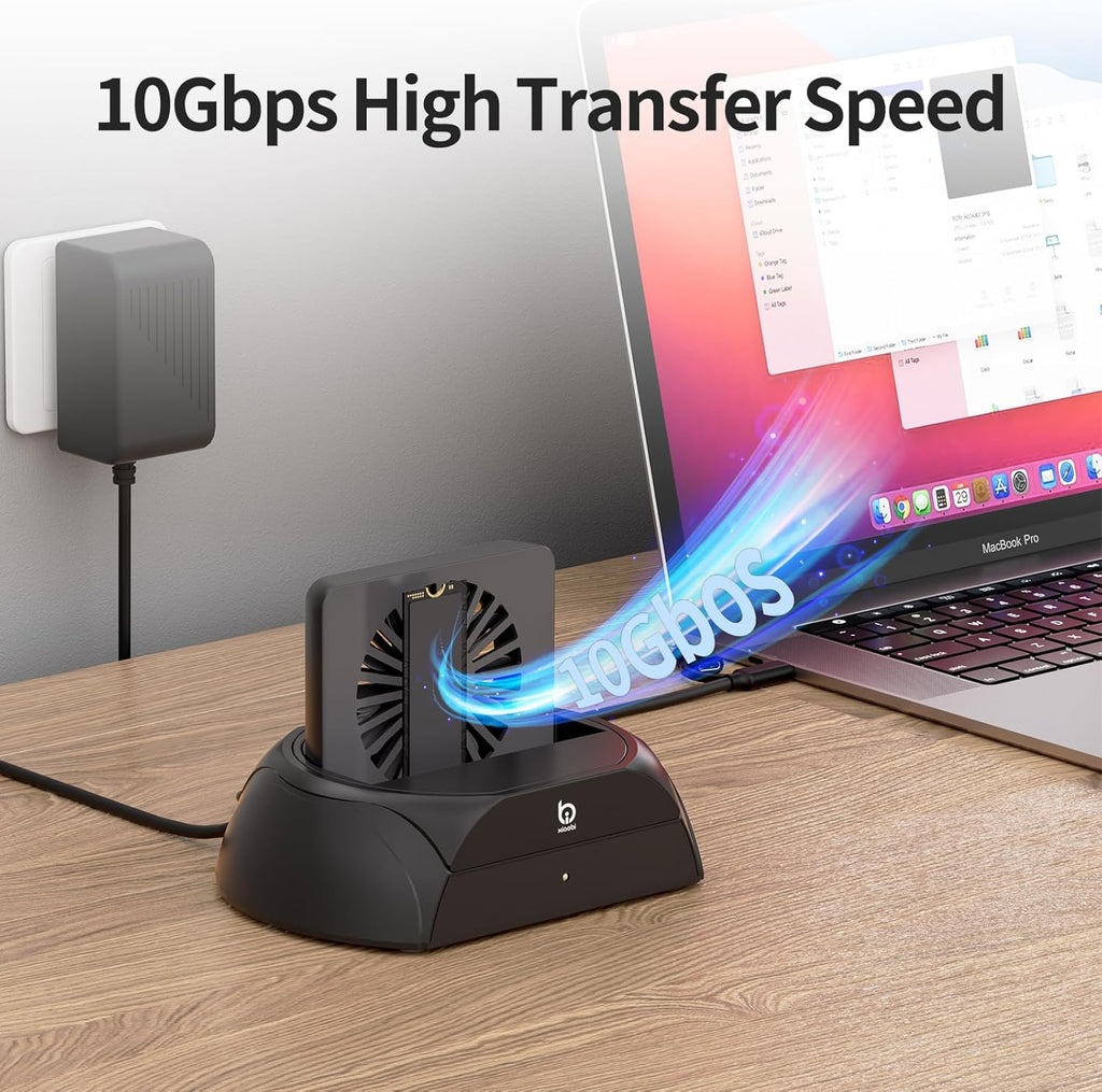 Hard Drive Docking Station, Pcie NVMe Adapter with Cooling Fan Superior Cooling Efficiency, External Hard Drive Reader Compatible with M.2 NVMe/SATA SSD & 2.5" and 3.5" SATA HDD SSD