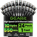 GEARit Cat 6 Ethernet Cable Pack - 24-Pack 1 ft Cat6 Ethernet Patch Cables | RJ45 Network Patch Cable, 10 Gbps Snagless Gold-Plated Connectors - Ethernet Cable Cat 6 for PC, TV, Router - Black