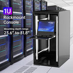 MT-VIKI® Rack Mount KVM HDMI with 17.3'' LCD Monitor, 1080P Support OSD/Hotkey, Included 16 KVM Cables+Keyboard + Touchpad, Fit 1U 19'' Rack