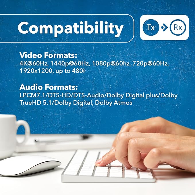 OREI 4x1 KVM 4K HDMI Over Ethernet Extender Switcher Balun Over CAT6/7 Cable 4K@60Hz Upto 230 Feet - 2 USB 1.1 Ports, Supports Keyboard and Mouse USB