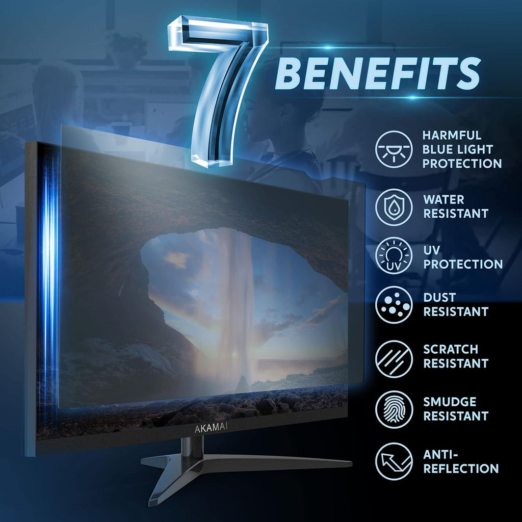 Akamai Office Products 23.8 inch Monitor Anti Glare Screen – Anti-Glare, Anti-Scratch, Blocks 96% UV Blue Light Protection – Matte Gloss Finish (23.8" Widescreen (16:9), Anti-Glare)