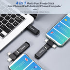 Photo Stick 256GB Real Capacity iStore Pro, 4-in-1 Auto Backup All Devices Flash Drive for iPhone Photos/Videos/Contacts, Easy Store Memory and Thumb Drive for iPhone 16/15/14/13/12, iPad, Android, PC