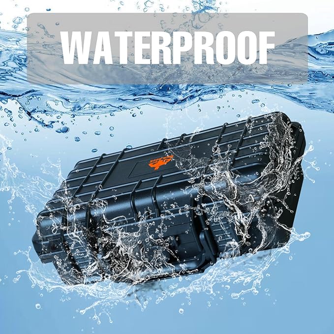 11.3x 7x 2.3 Inch Hard Case, Portable Weather Waterproof Protective Camera Case with Customizable Foam, Fit Use of Drones, Camera, Equipments, Black