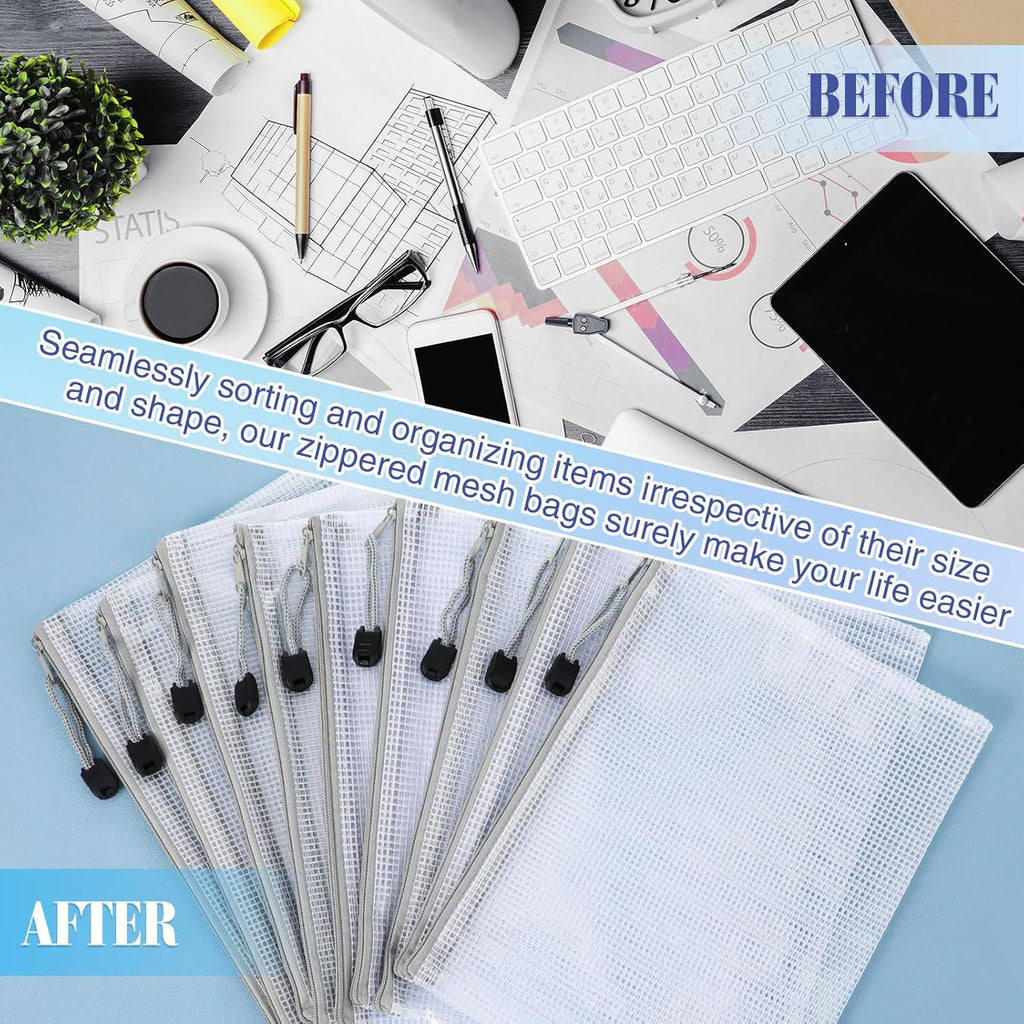 Jetec 32 Pcs Mesh Zipper Bags Toy Storage Bikini Organizer Bag Bolsas Para Guardar Trajes De Baño Waterproof Zipper Reusable Pouch Puzzle Multipurpose for Storage Office(Grey,9 x 7 Inch)
