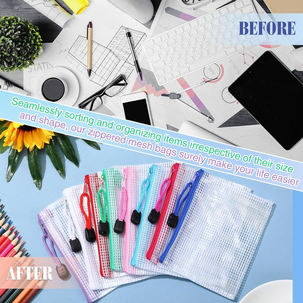 Jetec 32 Pcs Mesh Zipper Bags Toy Storage Bikini Organizer Bag Bolsas Para Guardar Trajes De Baño Waterproof Zipper Reusable Pouch Puzzle Multipurpose for Storage Office(Classic Color,5.1 x 4.1 Inch)