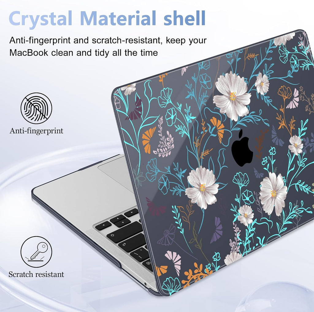 Case for MacBook Pro 13 inch with/Without Touch Bar (2016-2022, M2 A2338 M1 A2289 A2251 A2159 A1989 A1706 A1708), Hard Shell + Keyboard Cover + Dust Plug, Rustic Flowers