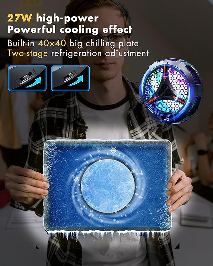 iPad Cooler,Magnetic Tablet Cooler for ipad/surface pro/Samsung Tab,Compatible for Steam Deck,Universal Radiator with Temperature Display for Mobile Gaming,Tiktok Live Streaming