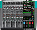 Depusheng MX8 8 Channel Sound Mixer Audio Mixing Console 48V 256DSP Professional USB PC Play Record Podcast Live Broadcast (US MX8)