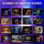 GVM 300C RGB Video Light, 300W Studio Light 2000K-10000K,48,200 Lux@ 1m with Reflector Photography Lighting with Bowens Mount & DMX Control, Studio Light for Film Recording,16 Lighting Effects