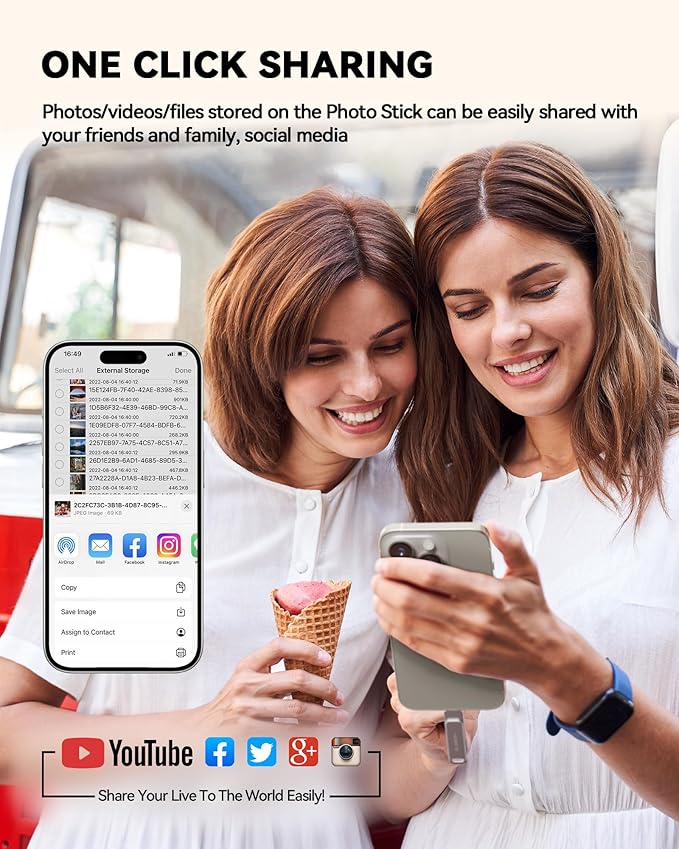 MFi Certified 512GB Flash Drive for iPhone Photo Stick, USB Thumb Drive Memory Stick High Speed USB Drive Photo Storage for iPhone Compatible for iPhone/iPad/Android/PC