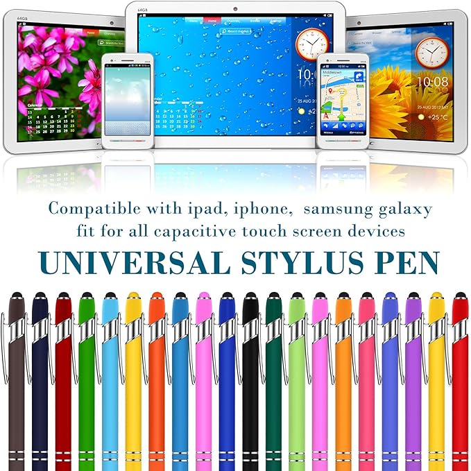 Konohan 100 Pieces Stylus Pen 2 in 1 Ballpoint Pen with Stylus Tip for Touch-Screen Phone Tablet, Touchscreen Devices, Compatible with iPad iPhone