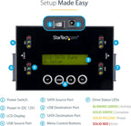 StarTech.com 1:1 Standalone Hard Drive and USB Thumb Drive Duplicator/Eraser, USB Flash and SATA HDD/SSD Disk Cloner/Copier and Wiper, Toolless Sanitizer, LCD Display, TAA Compliant (SU2DUPERA11)