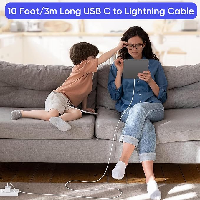 10FT iPhone Fast Charger,2Pack[Apple MFi Certified]iPhone Fast Charging USB C Blocks Wall Charger PD Adapter with Long 10 Foot USB C to Lightning Cable for i Phone14/13/12/11Pro Max/XS/SE/AirPods,iPad