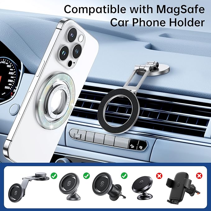 Syncwire Magnetic Phone Grip for MagSafe, Colorful Shell Magnetic Phone Ring Holder, 360° Rotation Floating Effect Cell Phone Ring Stand MagSafe Ring for iPhone 16 Pro Max 15 14 13 &All- Pearly Luster