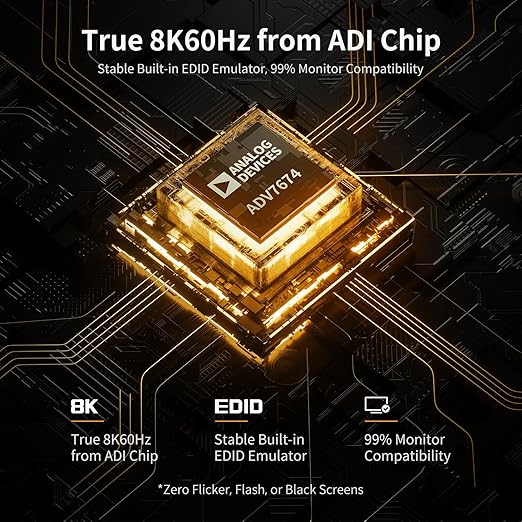 TESmart 8K@60Hz HDMI KVM Switch 1 Monitor 4 Computers USB 3.0, KVM Switch 4 Port 4K@144Hz for Gaming, Custom Hotkey Switch, EDID, Audio&Microphone, ADI Chip and All Input Cables