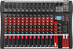 12 Channel Audio Mixer, Professional Music Mixer Board DJ Mixing Console with Bluetooth, USB/MP3 Player, Reverb, and 48V Phantom Power for Studio Recording, Karaoke, and Live Performances