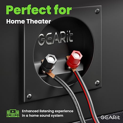 14AWG Speaker Wire, GearIT Pro Series 14 AWG Gauge Speaker Wire Cable (50 Feet / 15.24 Meters) Great Use for Home Theater Speakers and Car Speakers Black