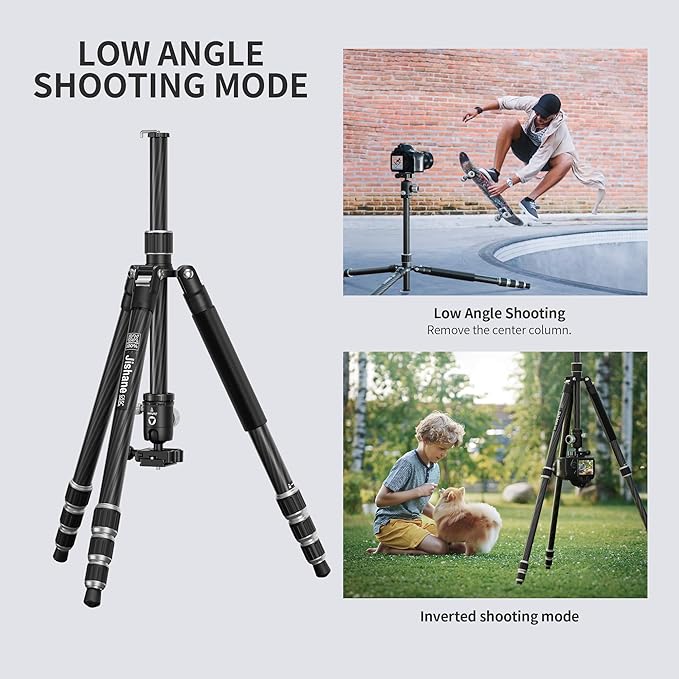 Carbon Fiber Camera Tripod, 62" Professional Video Tripod for Camera with 360° Ball Head, 1/4" Arca QR Plate, Compact Lightweight Travel Monopod for DSLR/Smartphone, Max Load 17.6 lbs/8kg