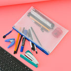 AUSTARK 20 Pcs Zipper File Bags, Plastic Mesh Pouch, Board Game Storage Bag, Waterproof Bags for Office School (B5 Size 11.4''x8.2'', White and Blue)