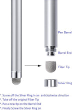 Stylus Pens, CCIVV 4 Pcs 5.6 Inches Mesh Tip Stylus for Touch Screens, iPad, iPhone, Kindle Fire, 4 Extra Replaceable Hybrid Fiber Tips (White, Black, Silver, Blue)