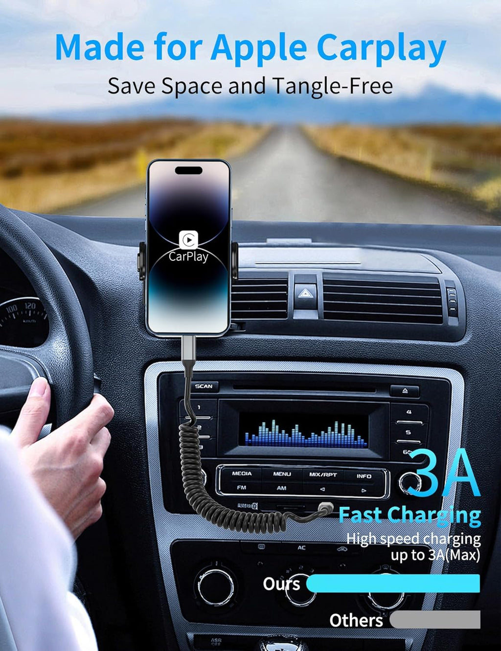 Coiled USB C to Lightning Cable 2 Pack, [MFi Certified] Retractable USB C iPhone Charger PD Fast Charging for Car, Short Type C to Apple CarPlay Cord for iPhone 14 13 12 11 Pro Max XR XS 8 SE iPad