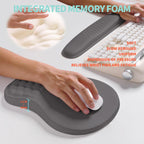 2-in-1 Ergonomic Set, Wave Rise Keyboard Wrist Rest and Massage Bulge Slope Mouse Pad Wrist Support, Cushion Memory Foam Integrated to Relieve Wrist Pain, Deep Gray