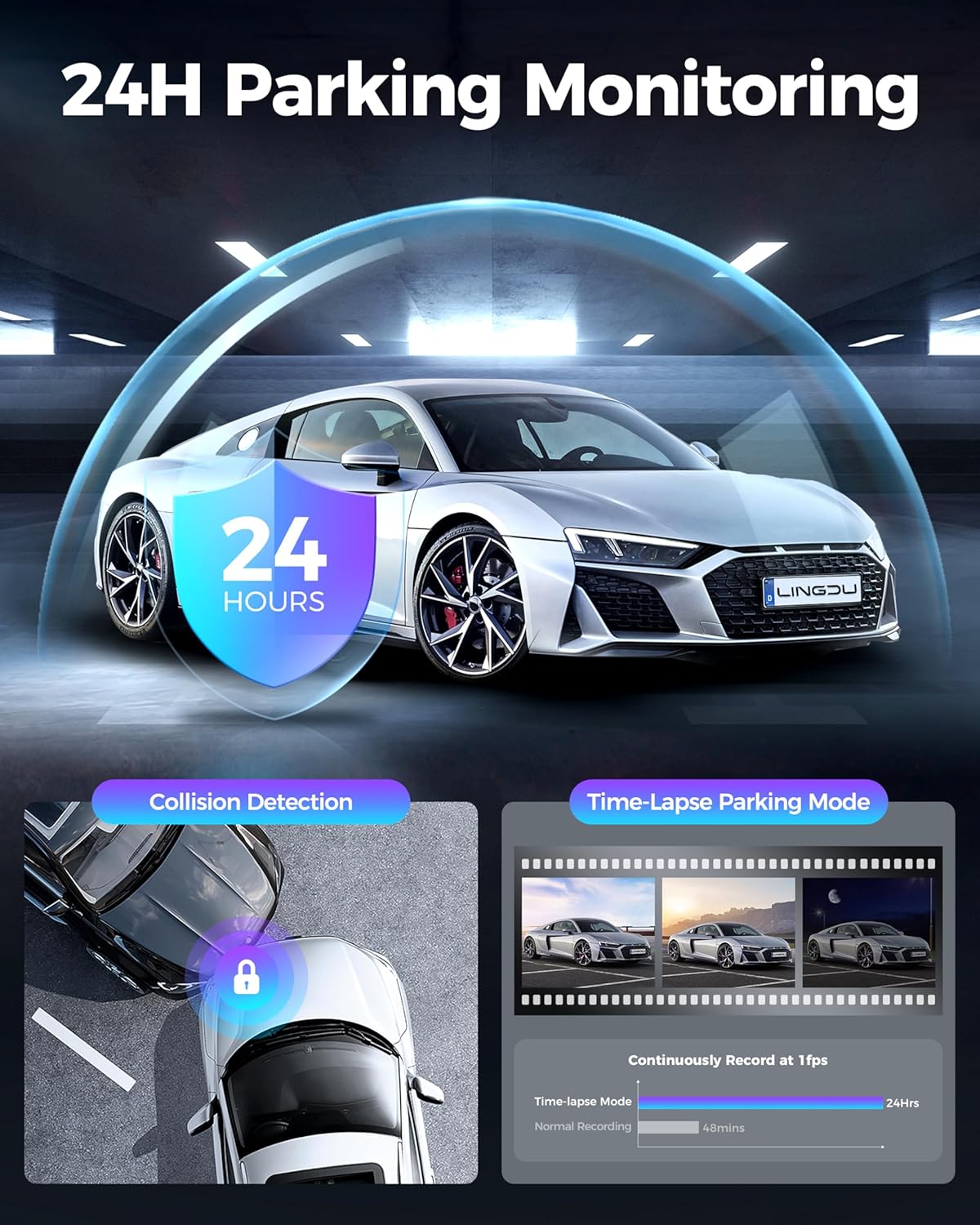 12" Mirror Dash Cam, 4K UHD Front and 2.5K Rear View Dash Camera for Car, with ADAS BSD LCA Smart Mode, GPS, G-Sensor, Loop Recording, Parking Monitor, Voice Control, 5.8GHz WiFi