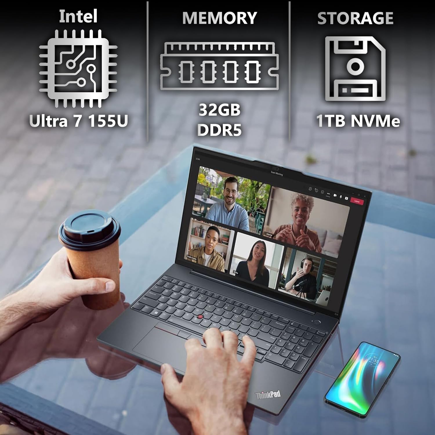 Lenovo ThinkPad T16 Gen 3 Business Laptop 16” FHD+ Display, Intel Ultra 7-155U (Beats i7-1355U), 32GB DDR5 RAM, 1TB SSD, 5MB Webcam, WiFi 6E + BT, RJ-45, HDMI, Win 11 Pro, AI Copilot - Black