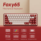 Chilkey Foxy65 Mechanical Keyboard with Knob, Gasket Mount 65% Aluminum Wireless Mechanical Keyboard, BT5.0/2.4GHz/USB-C, Hot Swappable, RGB Backlit Computer Custom Key Board for PC