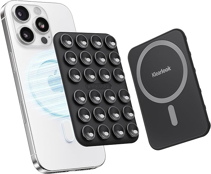 Klearlook Magnetic Suction Phone Mount for MagSafe Case, Removable Sticky Phone Grip Holder for Hands-Free Makeup/Selfie/Live Streaming/Vlog for TikTok & Instagram Influencer/Creator, Black