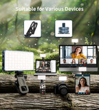 Selfie Light, 96 LED Phone Light with Metal Hotshoe & Clip, 1500mAh Rechargeable 360° Full Color 21 Scenes RGB Video Light for Phones, iPhone, Laptops, Cameras, Selfie, Video Conference, TikTok