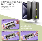 (2-Pack Anti-Spy Privacy Screen Protector for iPhone 15 Pro (6.1-Inch),9H Tempered Glass,Full Coverage,Anti-Fingerprint,Auto Dust Removal,Bubble-Free,Easy Installation