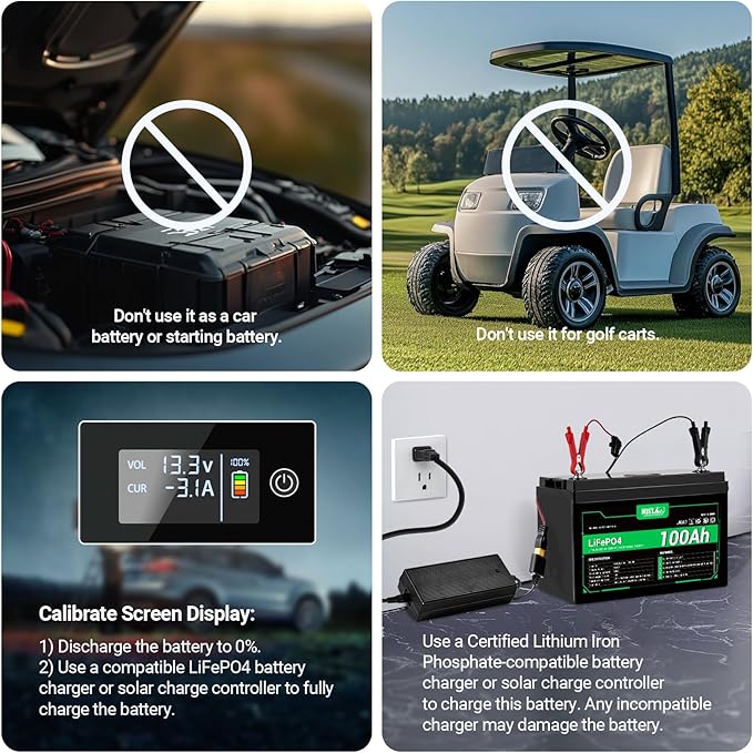 HQST 12 Volt 100Ah Lithium Iron Phosphate Battery with LED Meter,LiFePO4 Battery,10 Year Lifetime,Low & High Temp Protection,Supports in Series and Parallel,for RVs,Trolling Motors,Boats,Marine-2 Pack