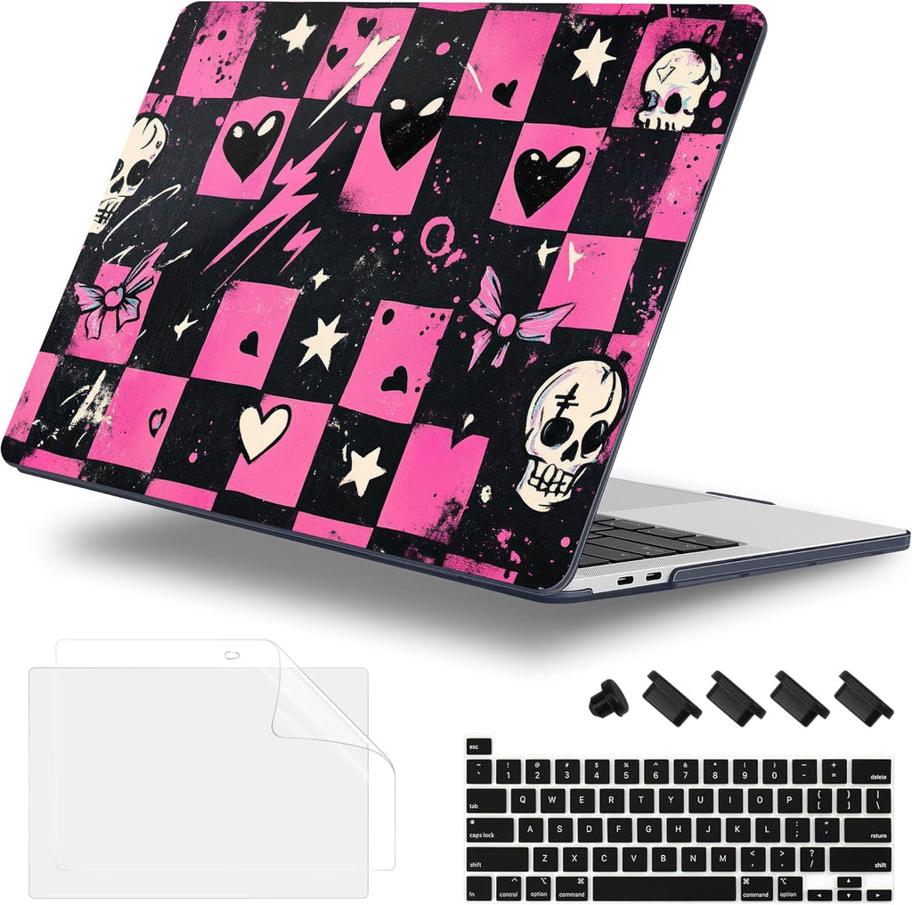 Case for MacBook Pro 13 inch with/Without Touch Bar (2016-2022, M2 A2338 M1 A2289 A2251 A2159 A1989 A1706 A1708), Hard Shell + Keyboard Cover + Dust Plug, Pop Punk Checkerboard