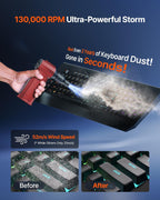 Compressed Air Duster, 130,000RPM Ultra-Powerful Cordless Electric Air Duster with 8000mAh Rechargeable Battery, 4-Gear Adjustable Air Blower for Keyboard, Computer, Car, Home Cleaning - Red