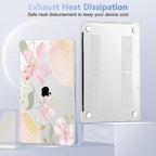 Case for MacBook Pro 13 inch with/Without Touch Bar (2016-2022, M2 A2338 M1 A2289 A2251 A2159 A1989 A1706 A1708), Hard Shell + Keyboard Cover + Dust Plug - Gold Blossom Flowers