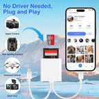 SD Card Reader for iPhone iPad, USB C & Lightning Dual Interface Memory Card Reader, Digital Camera Adapter to iPhone/MacBook/USBC Laptop for SD/TF/Sim Card, Plug & Play, Camera Accessories