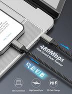 2Pack MFi Certified 3ft USB-C to Lightning Cable - Fast Charging for iPhone 14-8, iPad