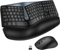 Ergonomic Wireless Keyboard Mouse Combo, MK835 Wave Keys Bluetooth/2.4G Split Design Ergo Keyboard with Cushioned Palm Rest, Multi-Device, Rechargeable, for Multi-OS, Windows/Mac/Android