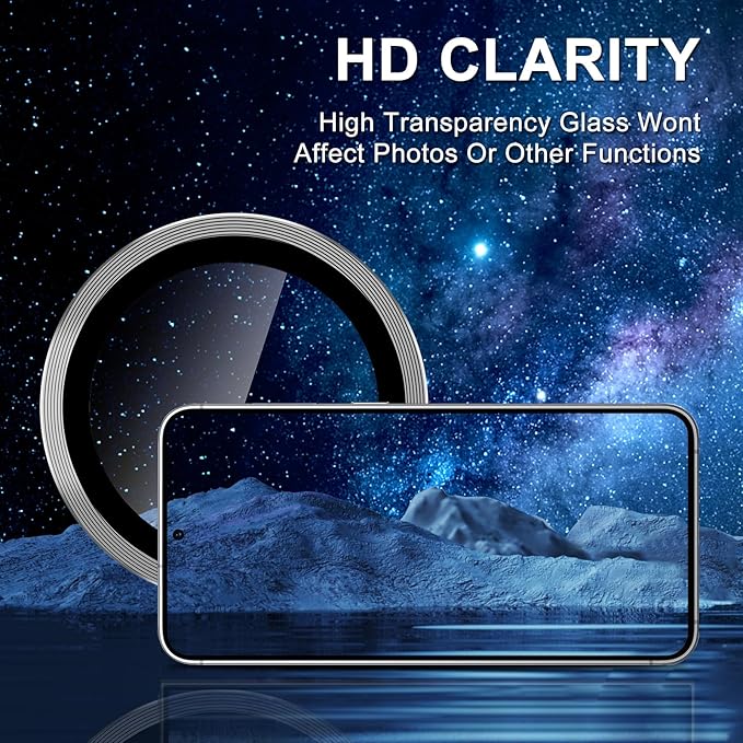for Samsung Galaxy S25 Edge Camera Lens Protector, Individual Metal Ring Tempered Glass Lens Cover, [Strong Adsorption] Scratch Resistant Ultra-Thin HD Clear Lens Cover, 1 Set-Gray