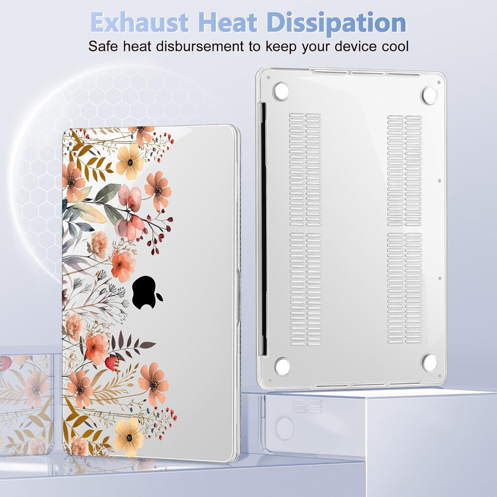 Case for MacBook Pro 13 inch with/Without Touch Bar (2016-2022, M2 A2338 M1 A2289 A2251 A2159 A1989 A1706 A1708), Hard Shell + Keyboard Cover + Dust Plug, Watercolor Flowers
