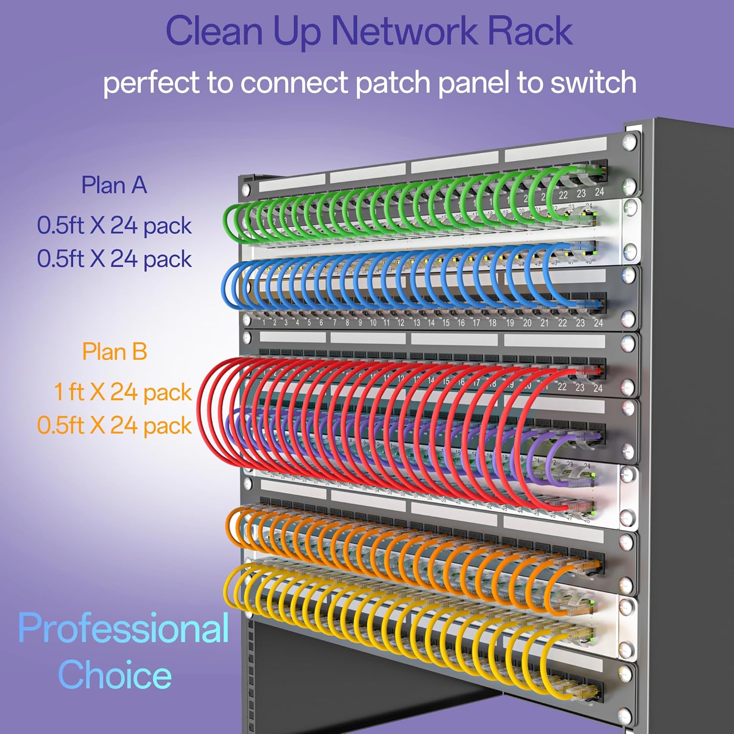 Cat6a Patch Cables 5ft (24 Pack) Slim, Cat6 Ethernet Patch Cable Pure Copper, Flexible Cat 6 Patch Cable 550MHZ 10G, Space-Saving Cat 6A Network Cables for Patch Panel, Black