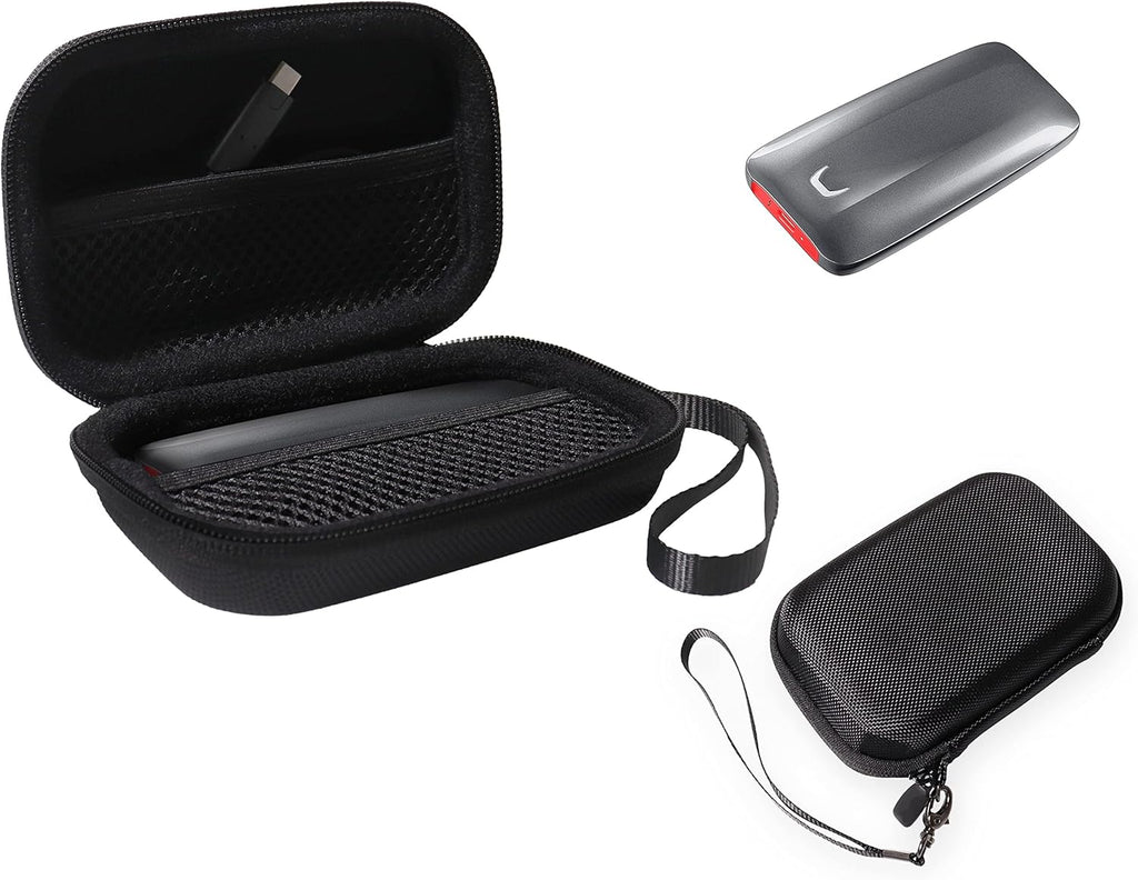 InGo Portable SSD Case - Compatible with SanDisk 1TB Extreme & Samsung X5 - Thunderbolt 3 - Carabiner, Mesh Pocket, Elastic Strap