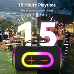 Oraolo Portable Bluetooth Speaker with 24W Loud Stereo Sound, Colorful RGB Lights, TWS Pairing, Bluetooth 5.4, 15H Playtime, Support AUX/TF Card, Wireless Speaker for Outdoor Party Home