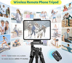 JOILCAN Phone Tripod, 67" Camera Tripod Stand for iPhone iPad, Professional Aluminum Travel Tripods with Wireless Remote and Carry Bag for Cellphone Photo Video Recording Vlog