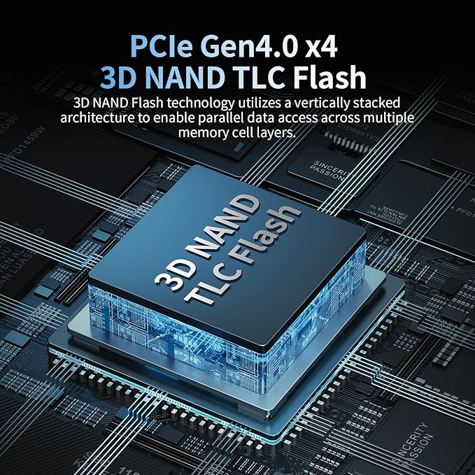 4TB SSD NVMe M.2 2280 PCIe Gen4 x4 Internal Solid State Drive - Up to 7300MB/s, 4TB SSD PS5 Dynamic SLC Cache, PS5 Compatible for Gaming PC Laptop(EN870)