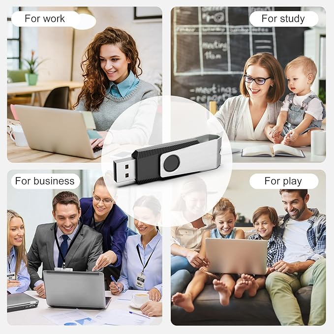 TOPESEL USB Storage Flash Drive, 5 Pack 32GB Flash Drives Memory Stick, Drive Thumb Drives Stick Flash Memory Stick Swivel USB 2.0 (32G,5PC, Black)