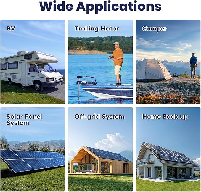 12V 100Ah LiFePO4 Battery, 4000+ Deep Cycle Lithium Battery, Built-in 100A BMS, Ideal for Trolling Motor, RV, Solar Panel Systems, and Off-Grid Power Solutions