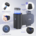 KIWIFOTOS Travel Phone Camera Grip Smartphones Tripod Handle with Remote Control & Cold Shoe Mount for iPhone 16 15 14 Pro Max Samsung S24 S25 Selfie Vlog Video Shooting